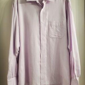Purple Dress Shirt with Vertical Pinstripes Mens L Alexandre London